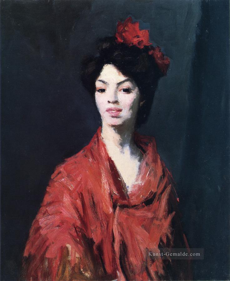 spanische Frau in einem roten Schal Porträt Ashcan Schule Robert Henri Ölgemälde